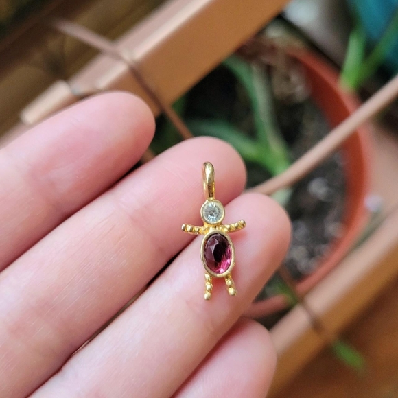 Vintage Pink Purple Birthstone Boy Crystal Charm Pendant - Picture 7 of 8